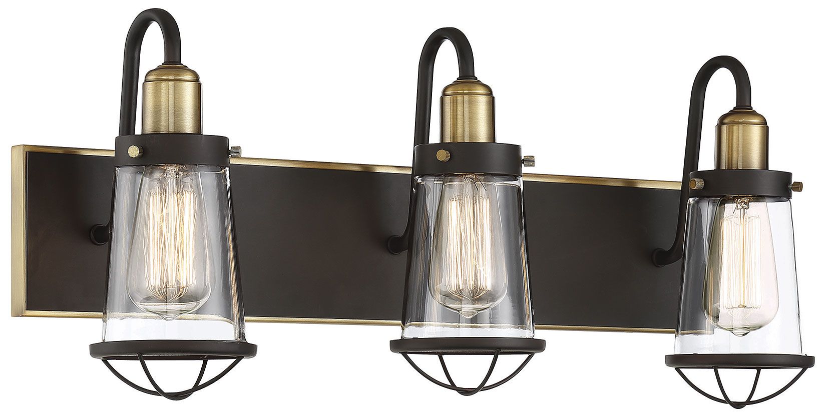 Image 3 Lansing 3-Light Bathroom Vanity Light in English Bronze and Warm Brass more views