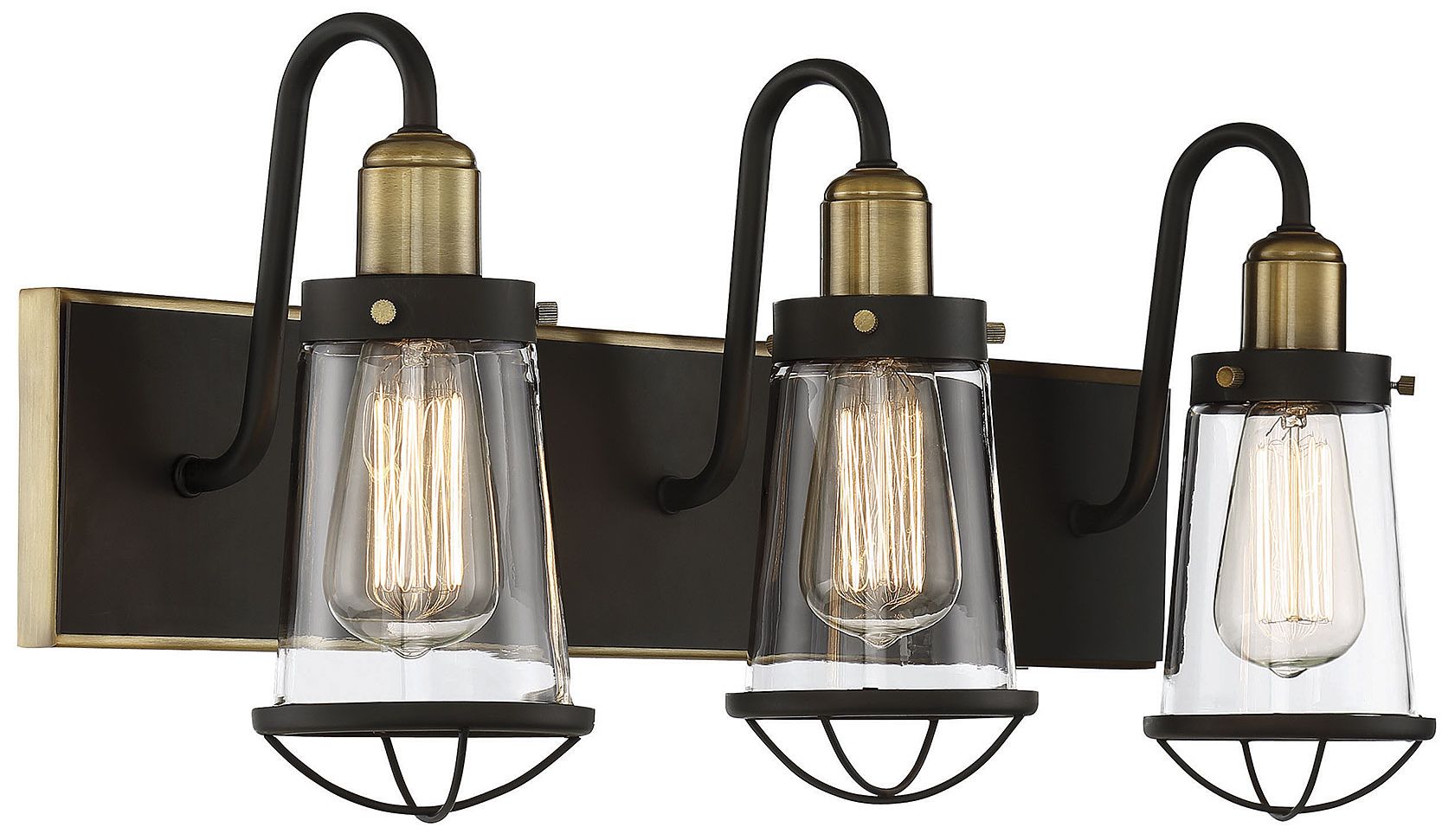 Image 4 Lansing 3-Light Bathroom Vanity Light in English Bronze and Warm Brass more views