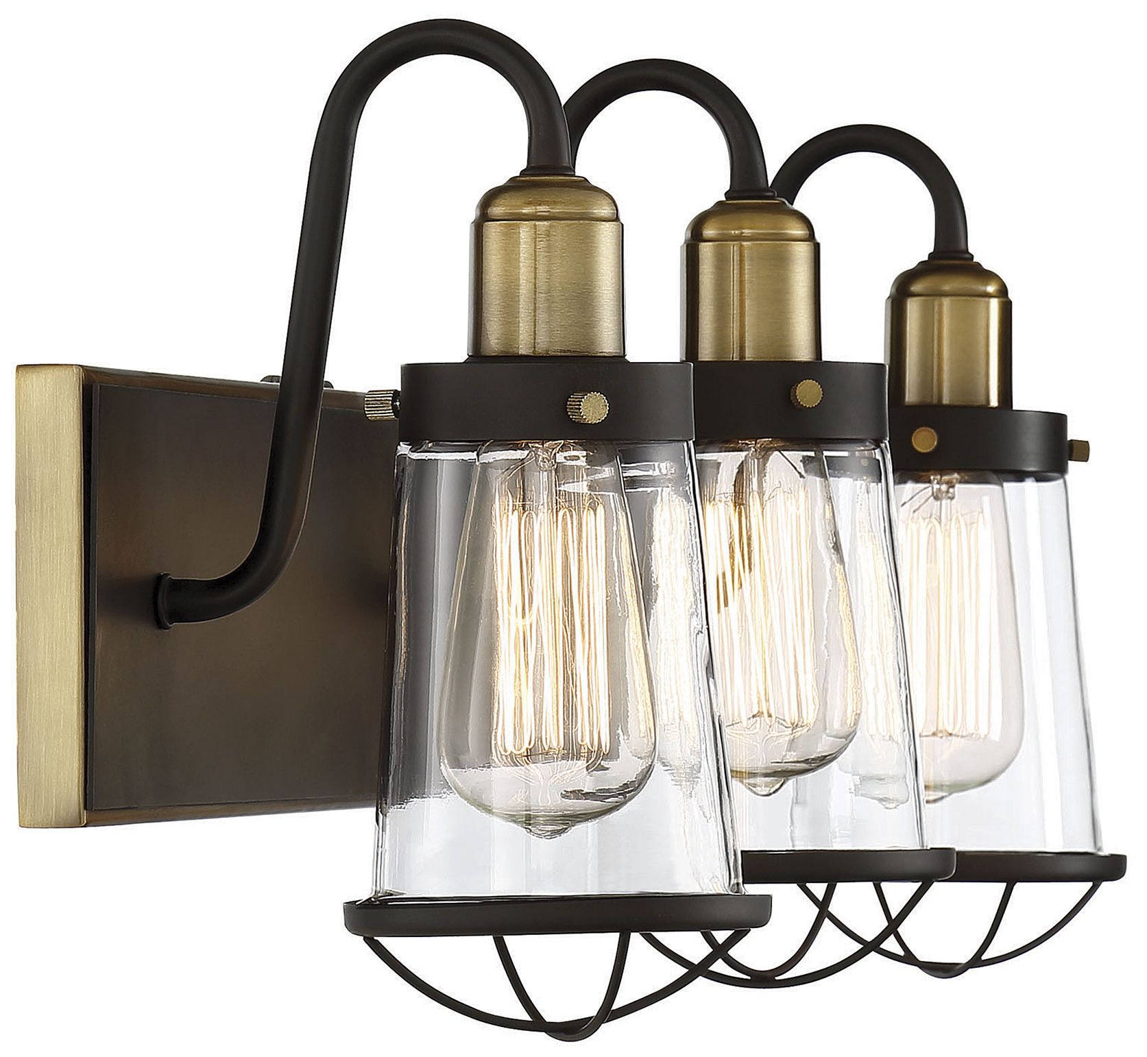 Image 5 Lansing 3-Light Bathroom Vanity Light in English Bronze and Warm Brass more views