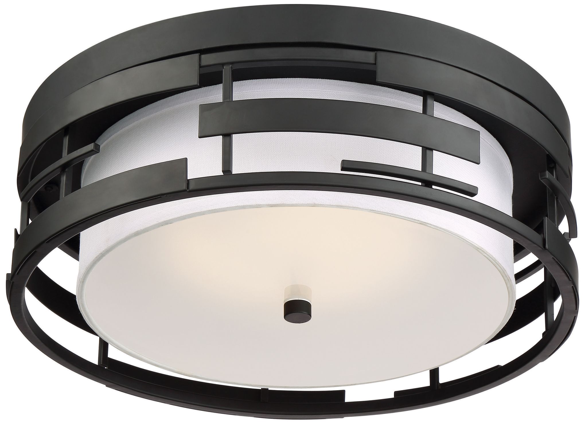 Image 4 Lansing; 3 Light; Flush with White Fabric Shade and Opal Diffuser more views