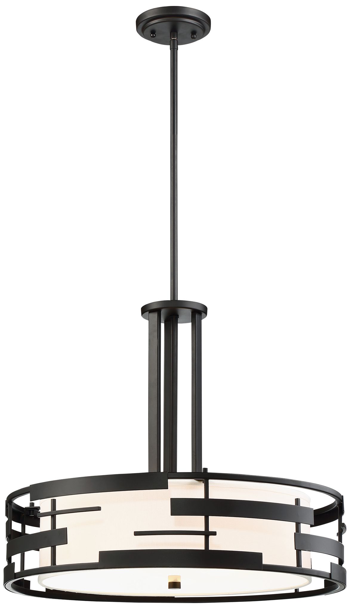 Image 2 Lansing; 3 Light; Pendant with White Fabric Shade and Opal Diffuser more views