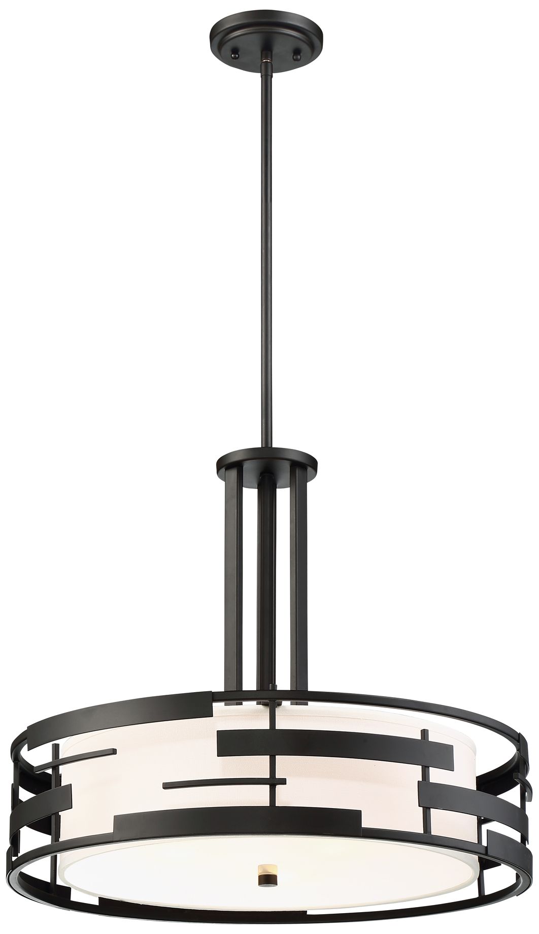 Image 3 Lansing; 3 Light; Pendant with White Fabric Shade and Opal Diffuser more views