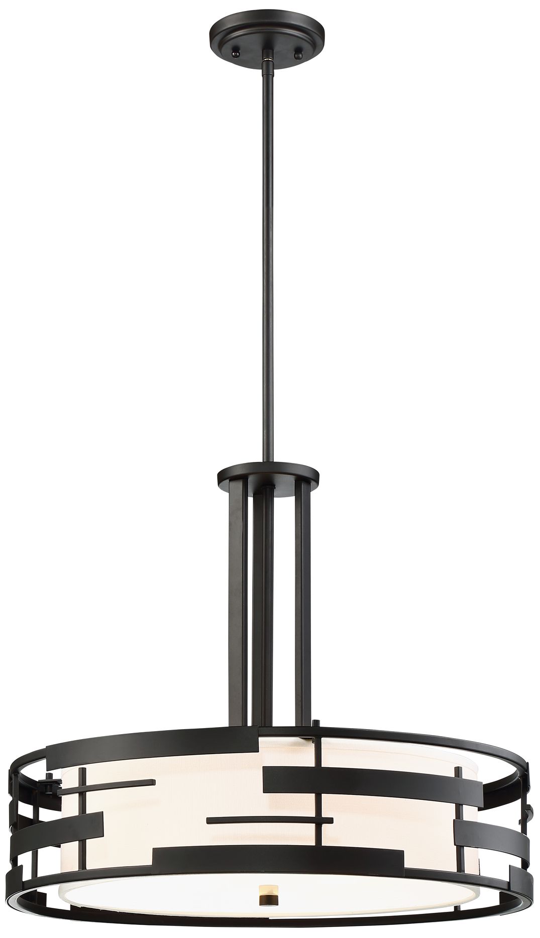 Image 4 Lansing; 3 Light; Pendant with White Fabric Shade and Opal Diffuser more views