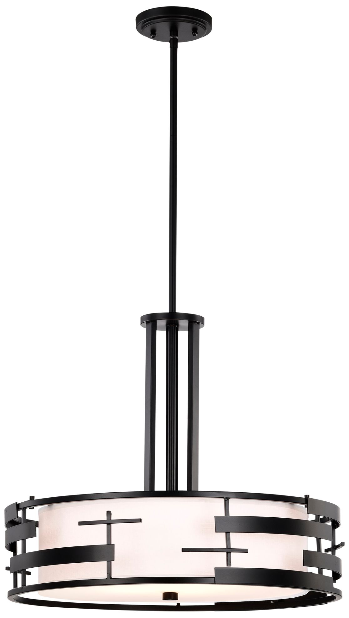 Image 5 Lansing; 3 Light; Pendant with White Fabric Shade and Opal Diffuser more views