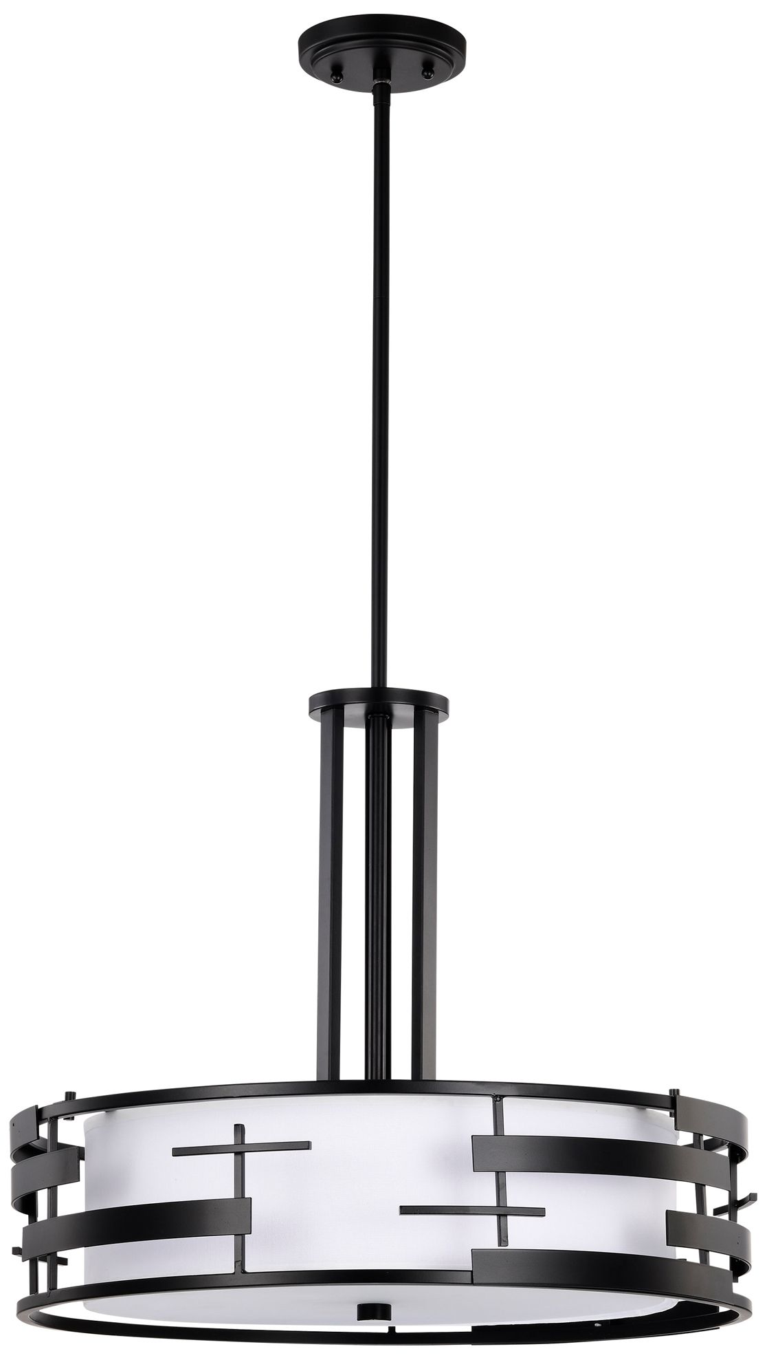 Image 6 Lansing; 3 Light; Pendant with White Fabric Shade and Opal Diffuser more views