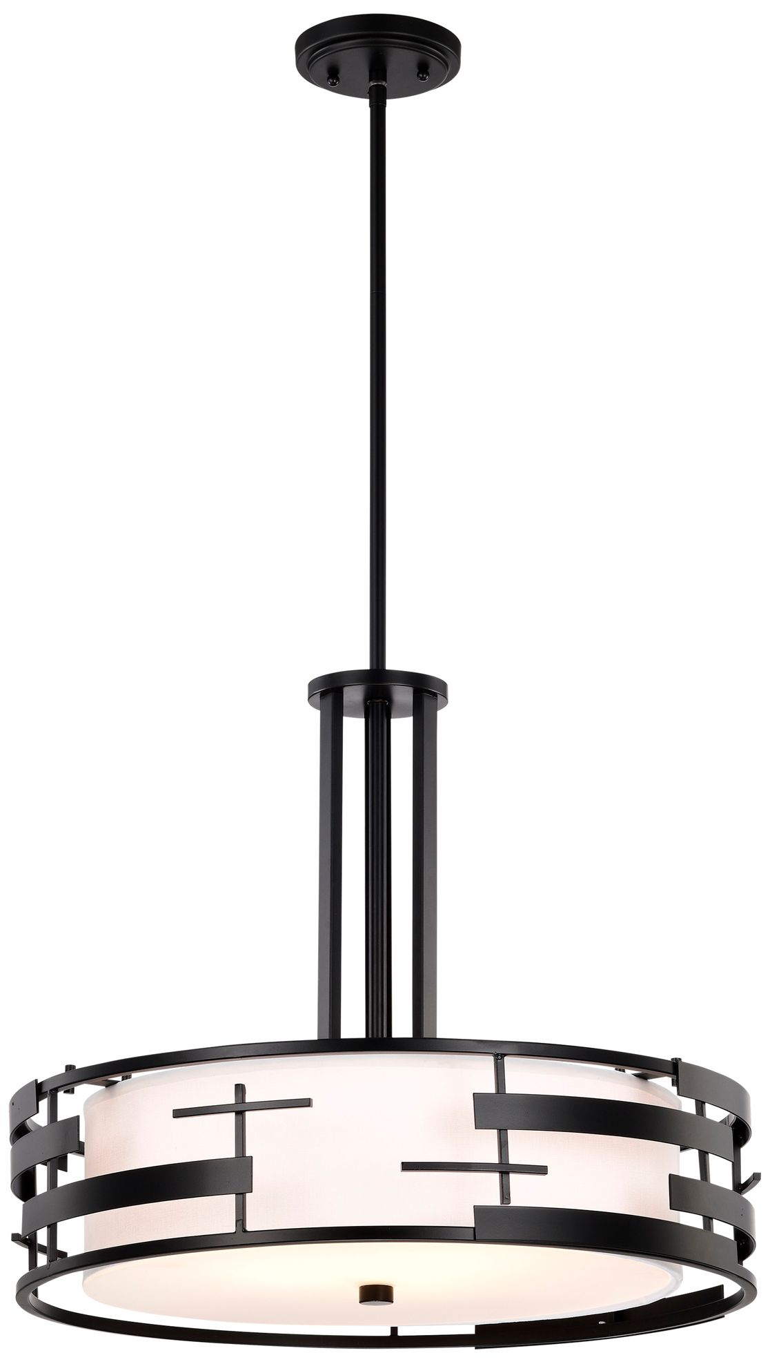 Image 7 Lansing; 3 Light; Pendant with White Fabric Shade and Opal Diffuser more views