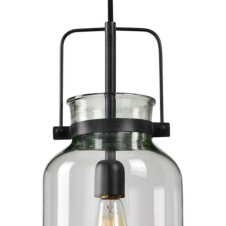 Image 3 Lansing 8" Wide Textured Black Clear Glass Mini Pendant more views