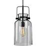 Lansing 8" Wide Textured Black Clear Glass Mini Pendant