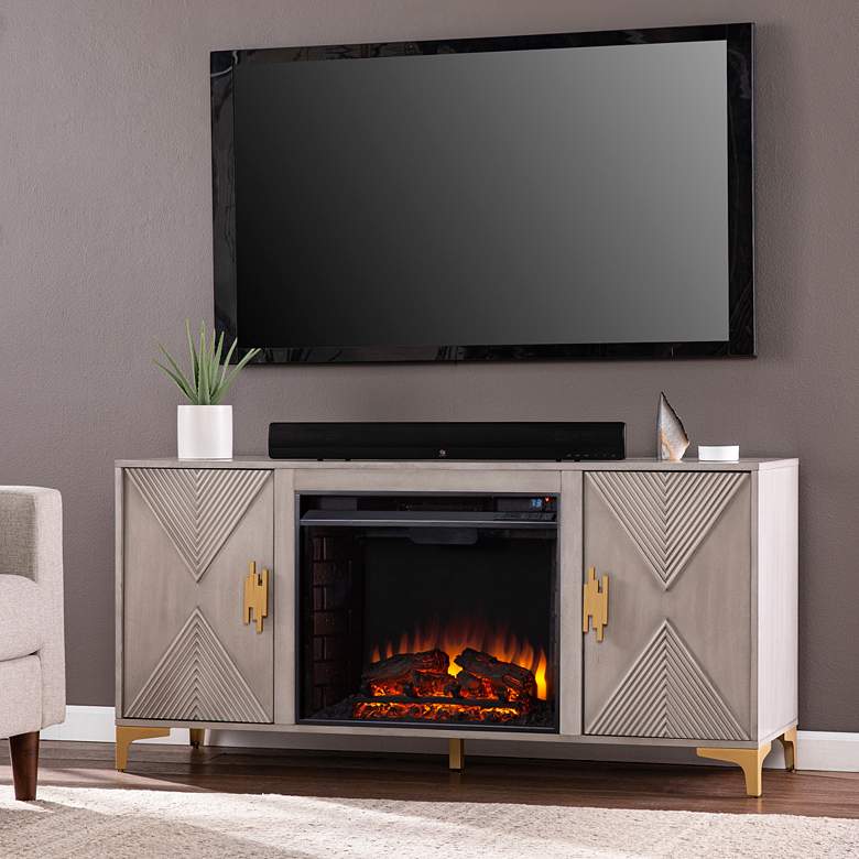 Image 1 Lantara Gray Washed LED Electric Fireplace w/ Media Storage