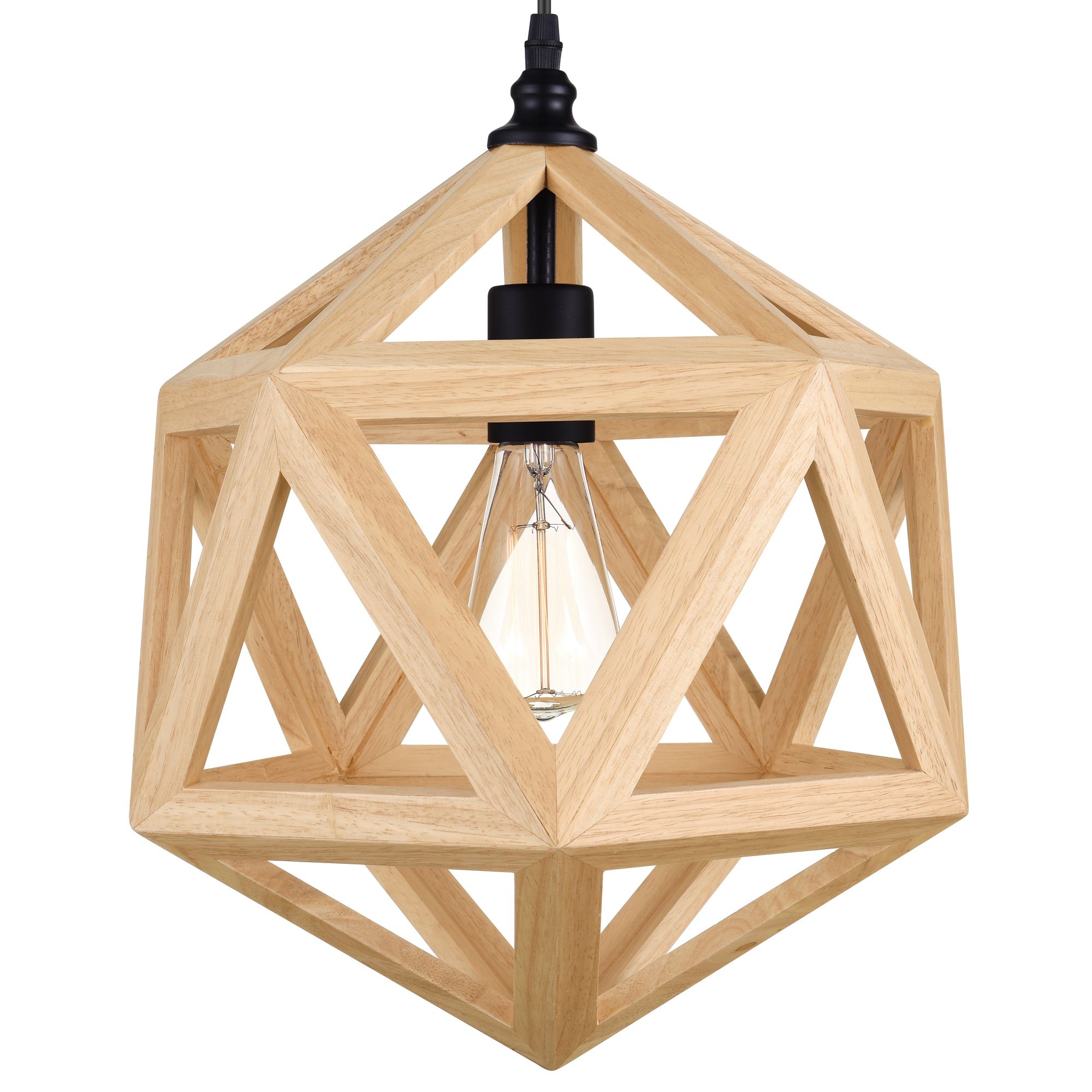 Image 2 Lante 1 Light 13in Black & Wood Pendant more views