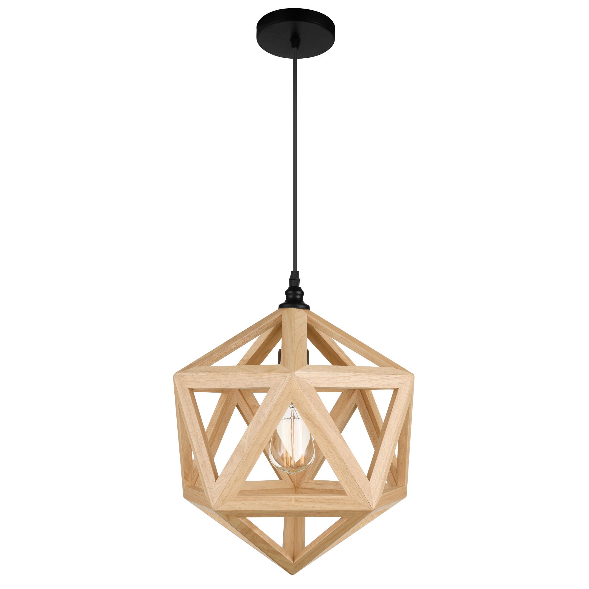 Image 3 Lante 1 Light 13in Black & Wood Pendant more views