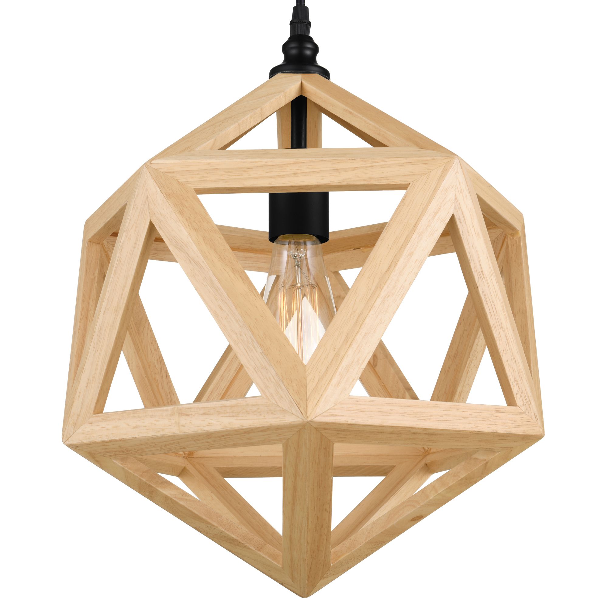 Image 4 Lante 1 Light 13in Black & Wood Pendant more views