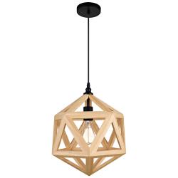 Lante 13" Wide Black and Wood Pendant Light