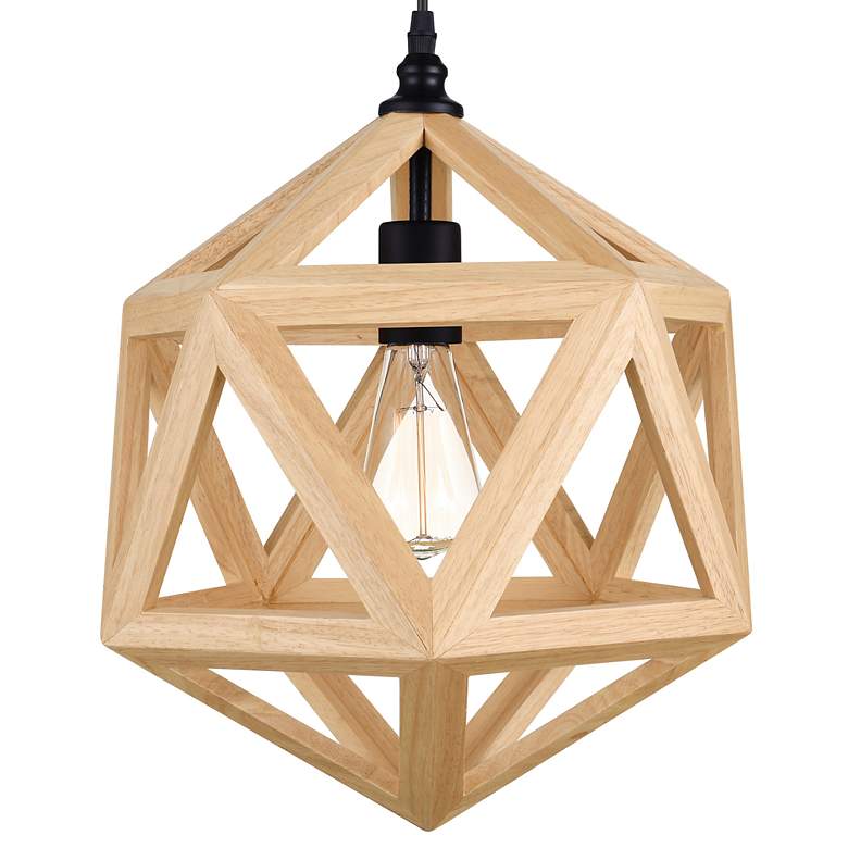 Image 2 Lante 13" Wide Black and Wood Pendant Light more views