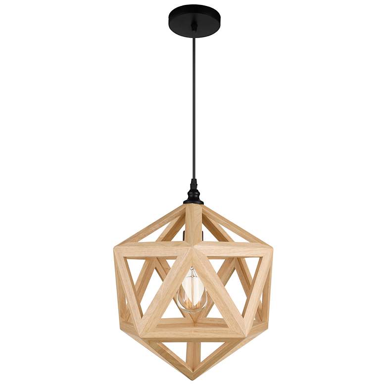 Image 3 Lante 13" Wide Black and Wood Pendant Light more views