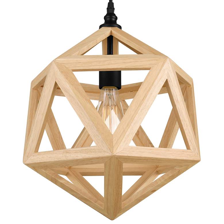 Image 4 Lante 13" Wide Black and Wood Pendant Light more views