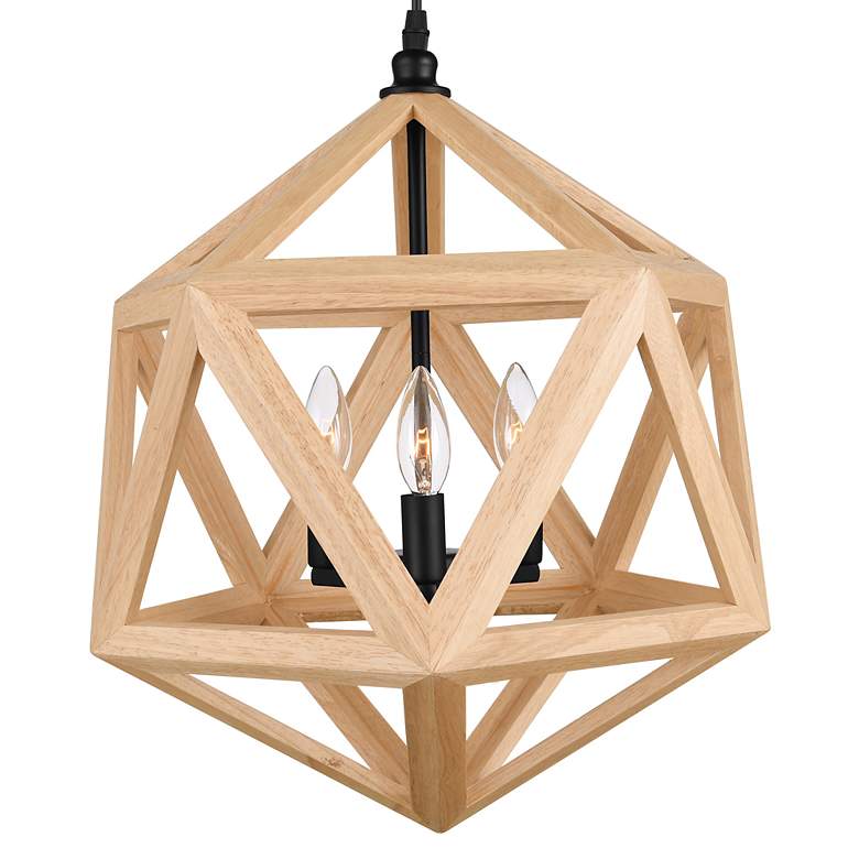 Image 3 Lante 17" Wide Black and Wood 3-Light Pendant more views