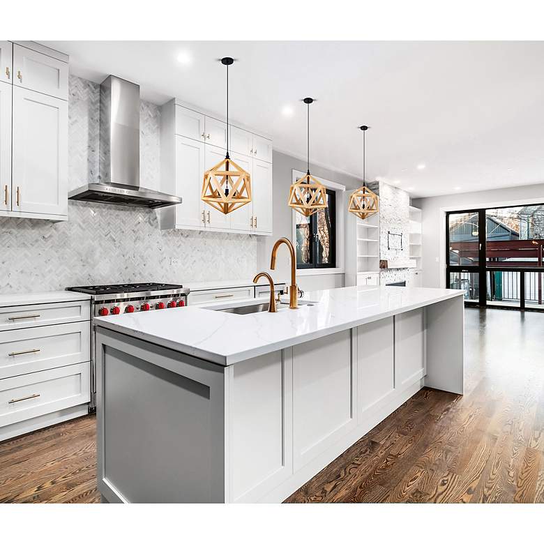 Image 7 Lante 17" Wide Black and Wood 3-Light Pendant more views