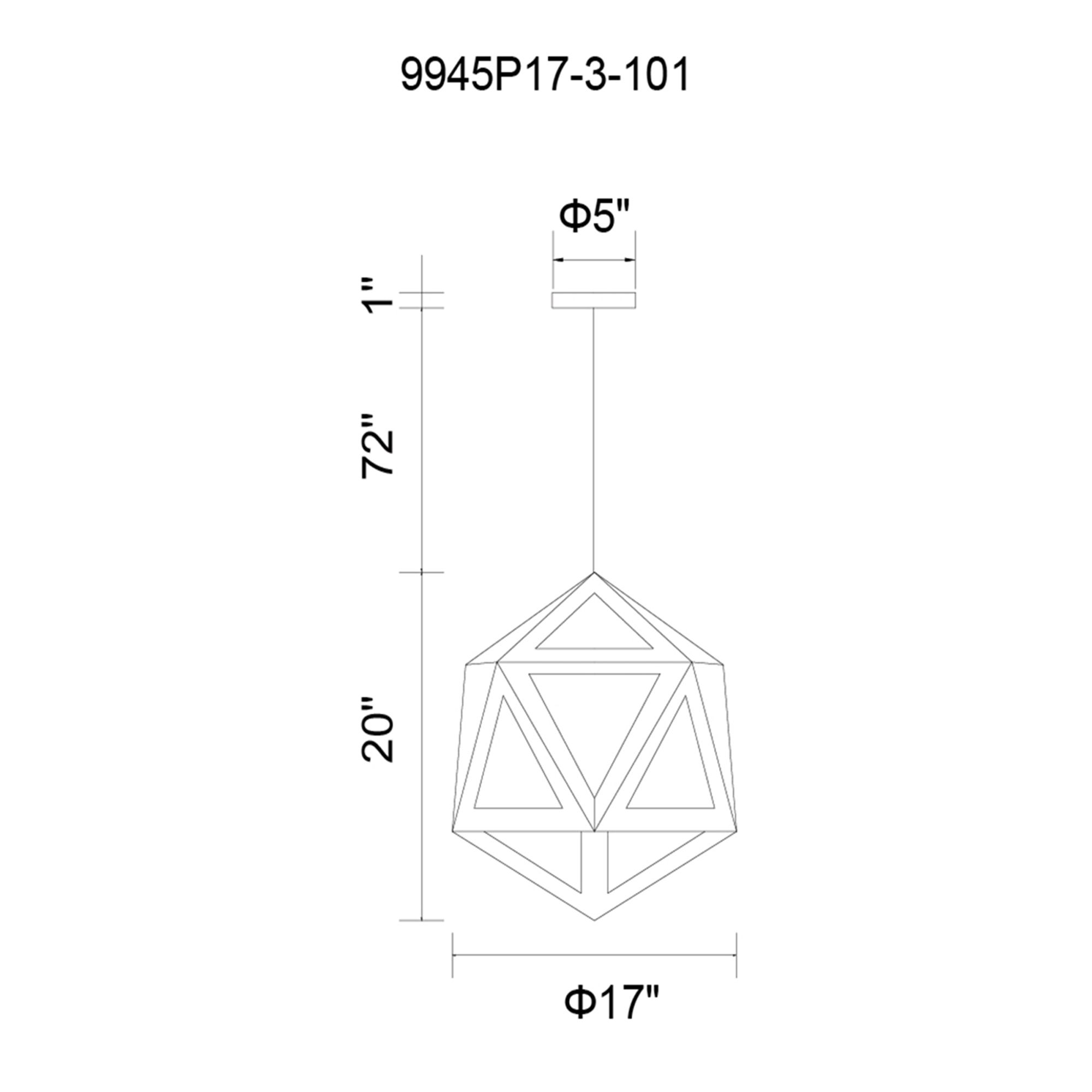 Lante 17" Wide Black and Wood 3-Light Pendant