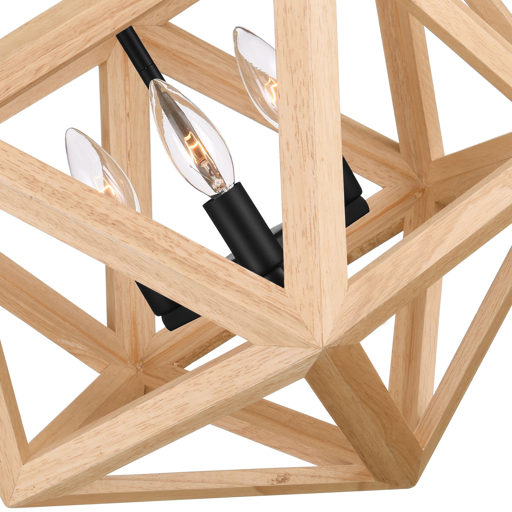 Image 6 Lante 3 Light 17in Black & Wood Pendant more views