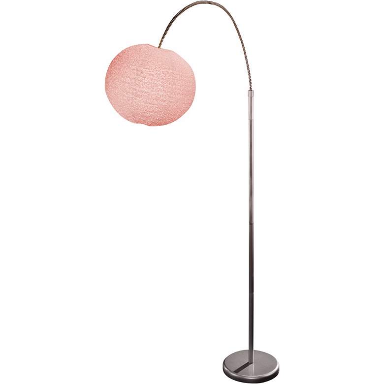 Image 1 Lantern Arch Silver Finish with Pink Shade Floor Lamp