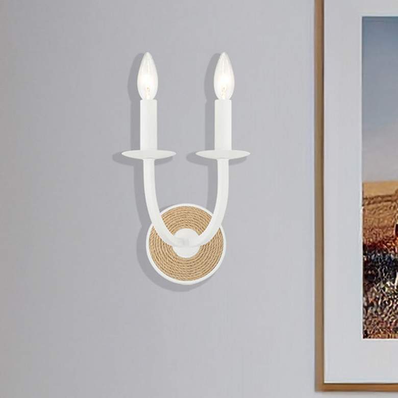 Image 1 Lanton 11" High Satin White 2-Light Wall Sconce