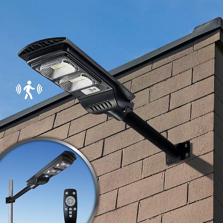 Image 3 Lanz 19 inch Long Black Motion Sensor Solar Powered LED Street Light more views