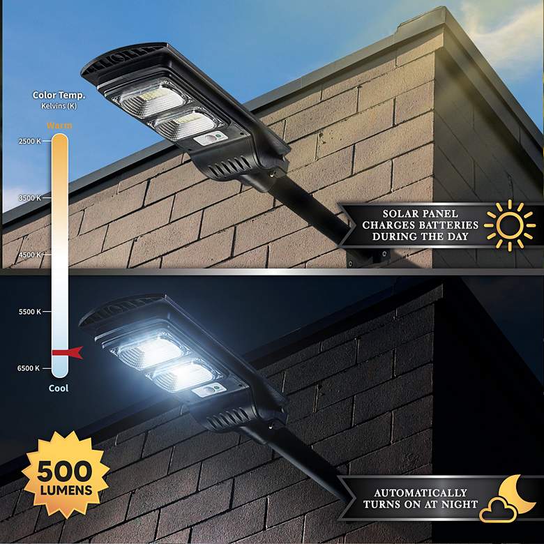 Image 5 Lanz 19 inch Long Black Motion Sensor Solar Powered LED Street Light more views