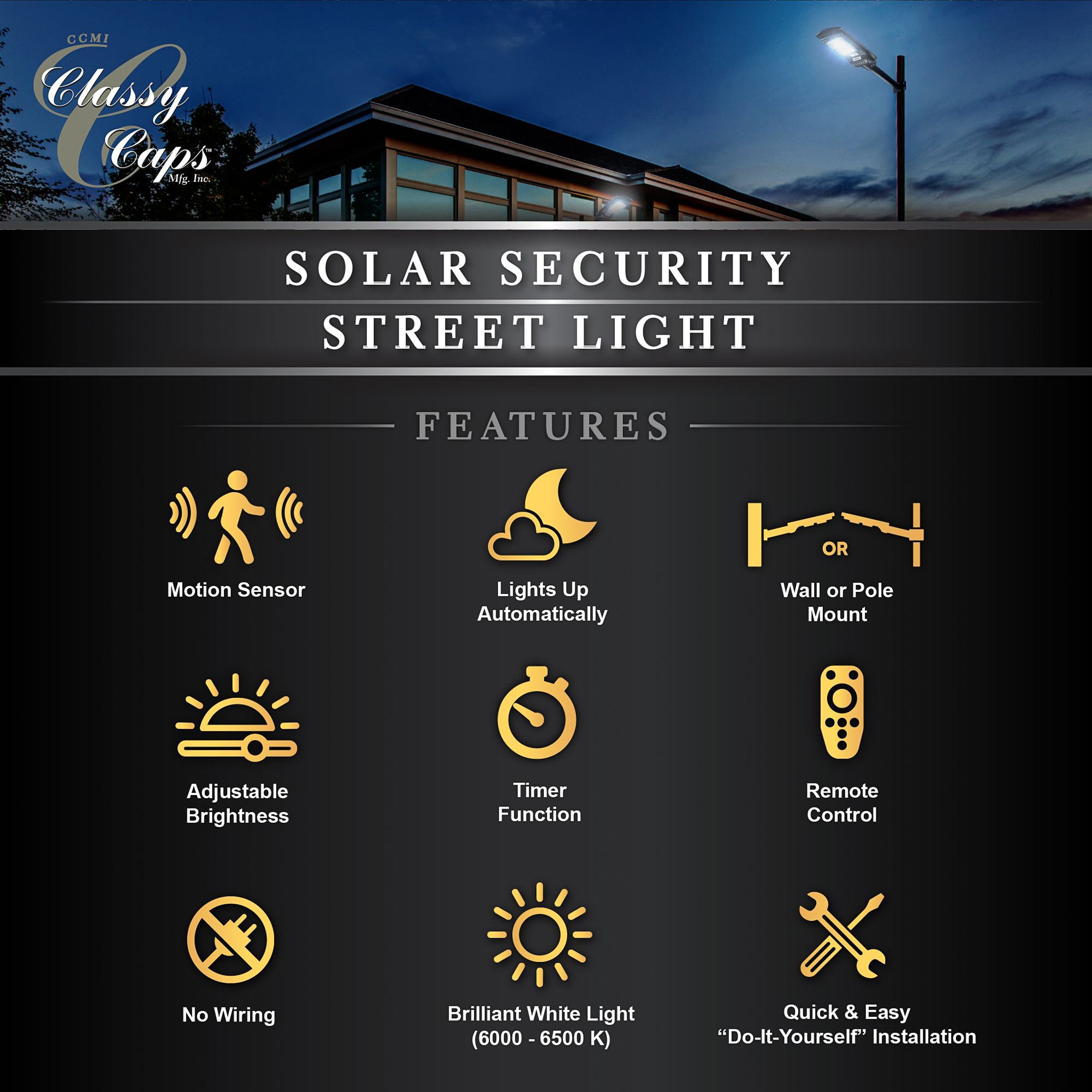 Watch A Video About the Lanz Black Motion Sensor Solar Powered LED Street Light