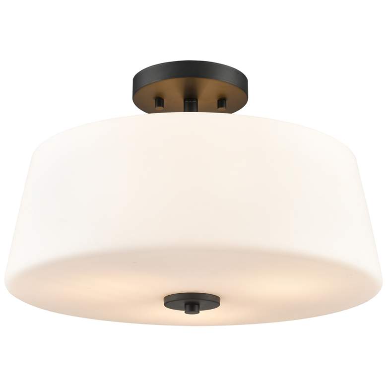 Image 1 Laphia 15.75" Wide 3-Light Semi Flush in Matte Black