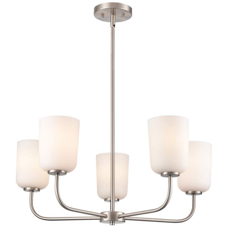 Image 1 Laphia 27" Wide 5-Light Chandelier in Brushed Nickel