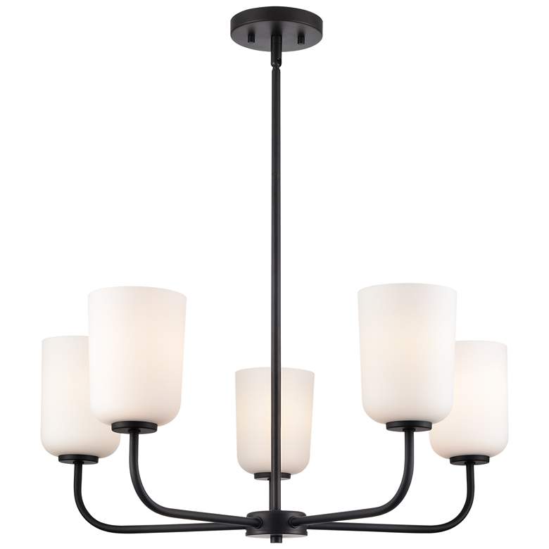 Image 1 Laphia 27" Wide 5-Light Chandelier in Matte Black