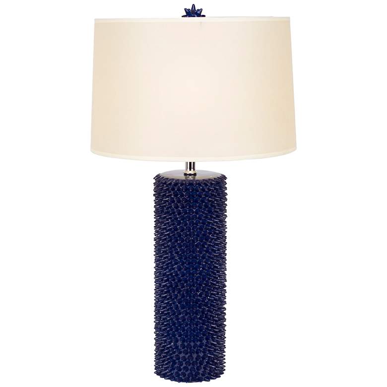 Image 1 Lapis Lazuli Spiky Table Lamp with Chamois Parchment Shade