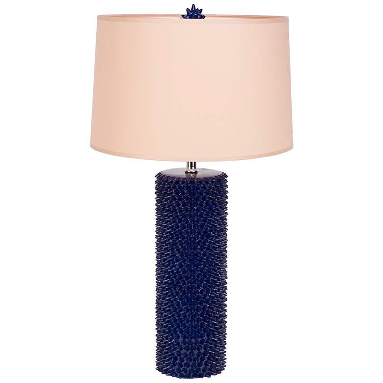Image 1 Lapis Lazuli Spiky Table Lamp with Latte Chintz Shade