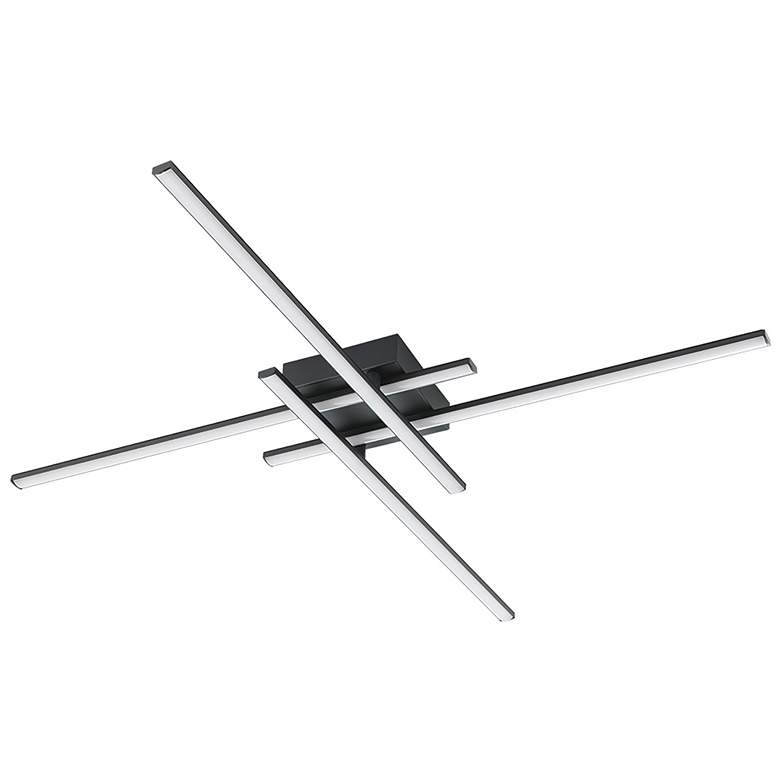 Image 1 Lapiz 30" Wide 4-Light Structured Black LED Ceiling Light w/ White Dif