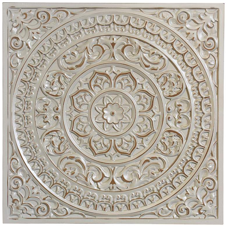 Image 1 Lara Antique Gray 23 inch Square Wood Mandala Plaque Wall Art