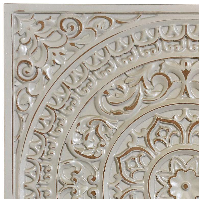 Image 2 Lara Antique Gray 23" Square Wood Mandala Plaque Wall Art more views