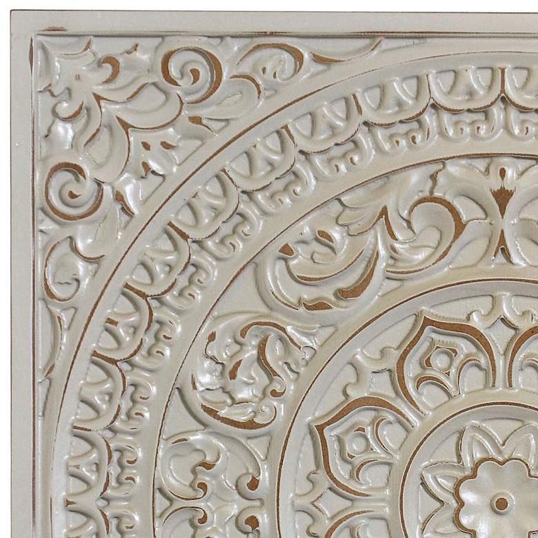 Image 2 Lara Antique Gray 23 inch Square Wood Mandala Plaque Wall Art more views