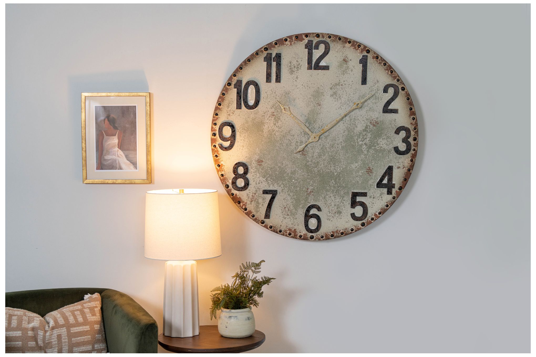Image 5 Lara Naturally-Distressed 36" x 36" Wooden Round Wall Clock more views