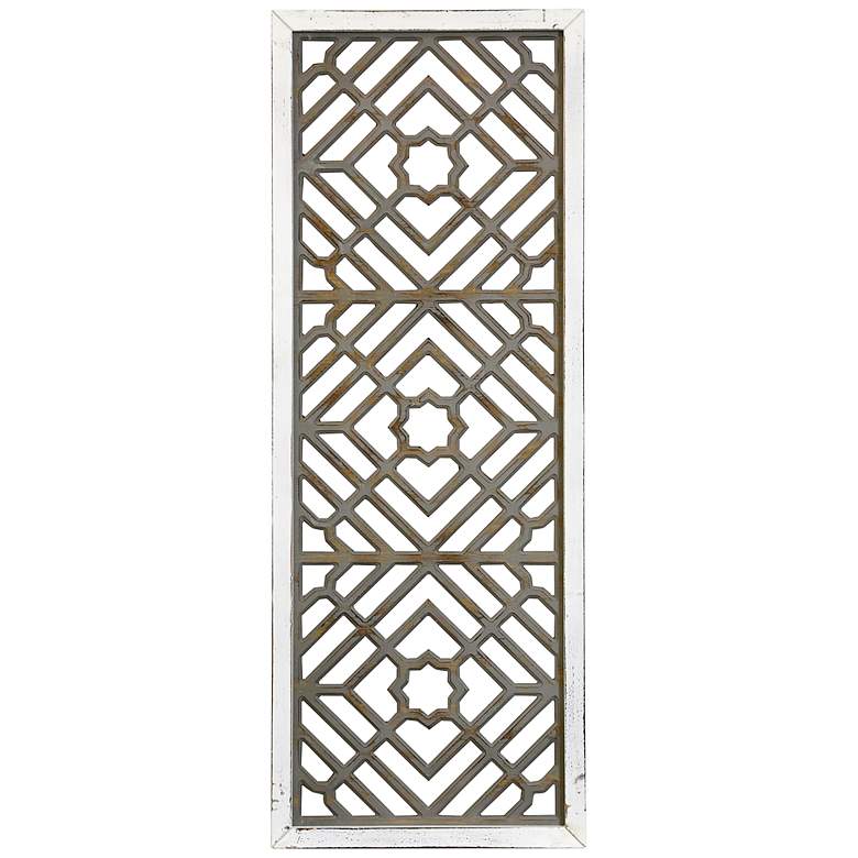 Image 1 Lara Weather Gray and White 42"H Rectangular Wood Wall Art