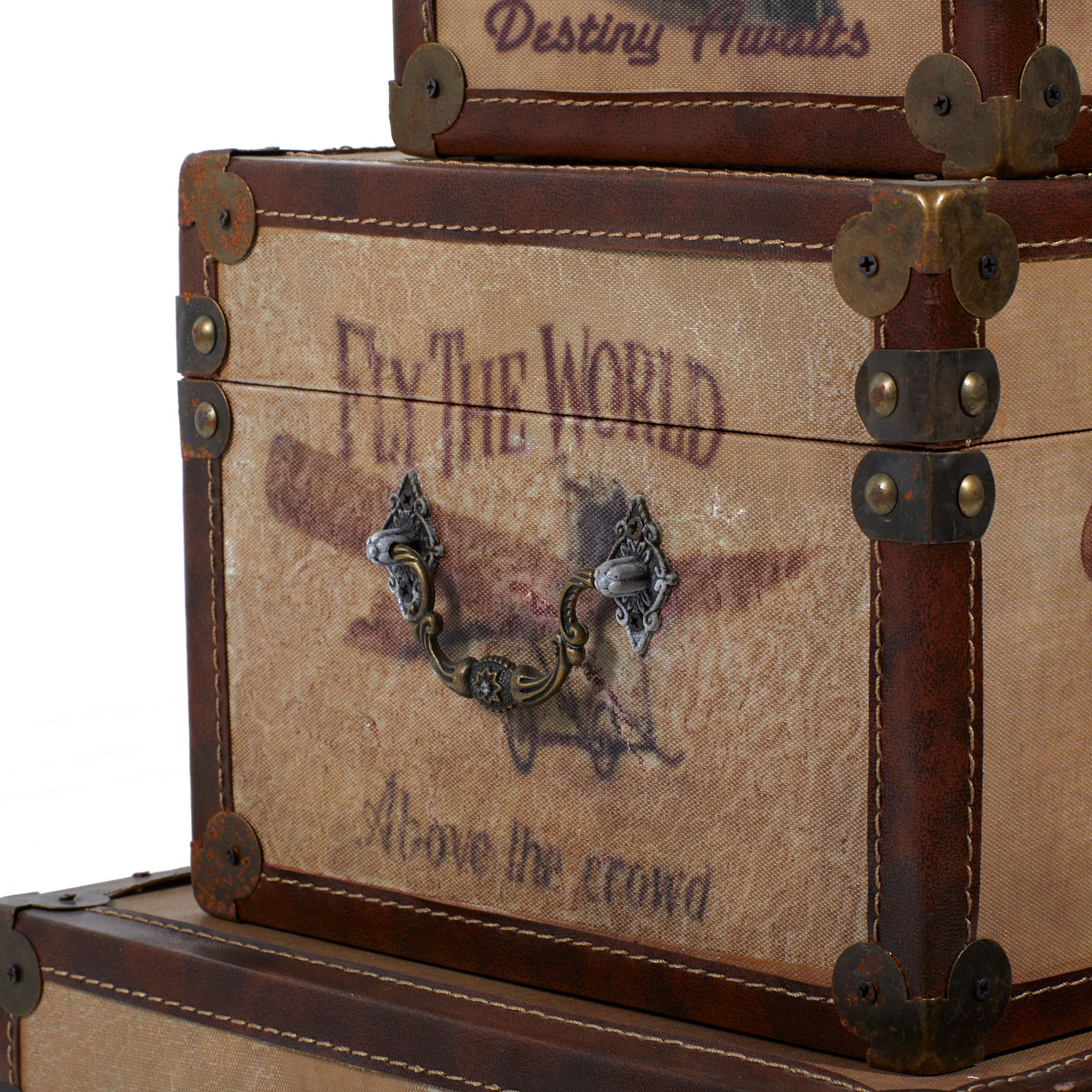 Image 3 Laramie 17" Wide Brown Wood Nesting Trunks Set of 3 more views