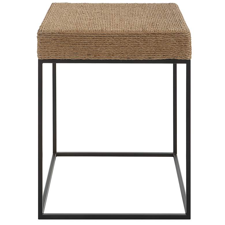 Image 1 Laramie 18 inchW Natural Braided Rope Black Iron Accent Table