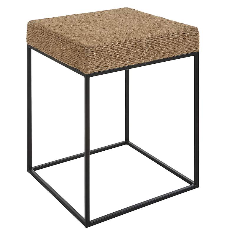 Image 4 Laramie 18"W Natural Braided Rope Black Iron Accent Table more views