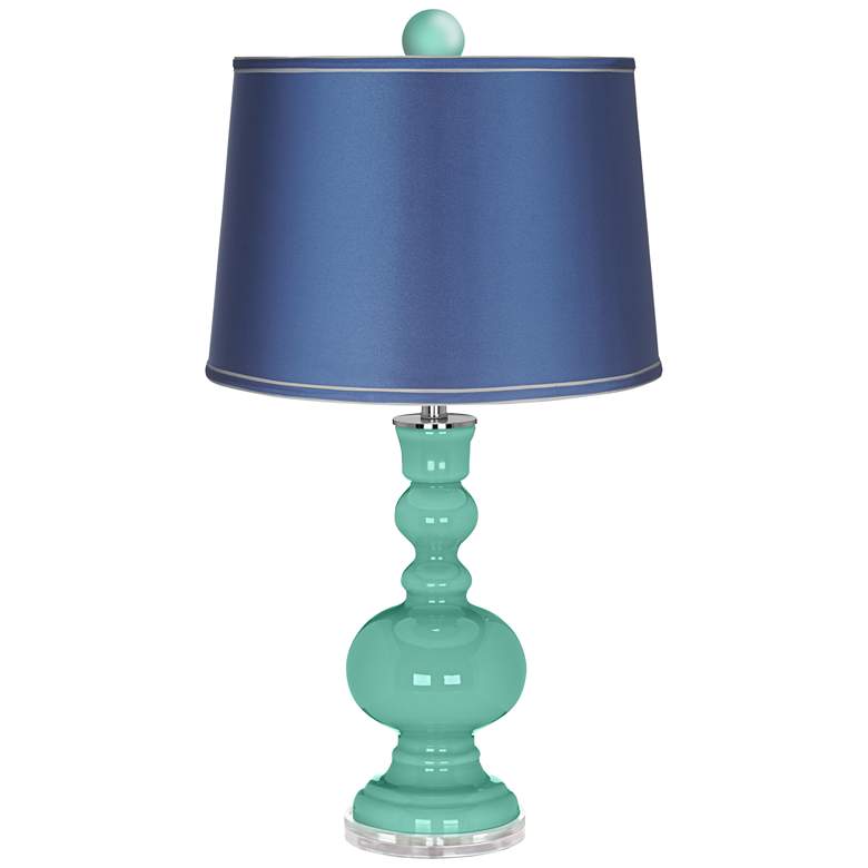 Image 1 Larchmere Apothecary Lamp-Finial and Satin Blue Shade