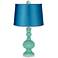 Larchmere Apothecary Lamp-Finial and Satin Turquoise Shade