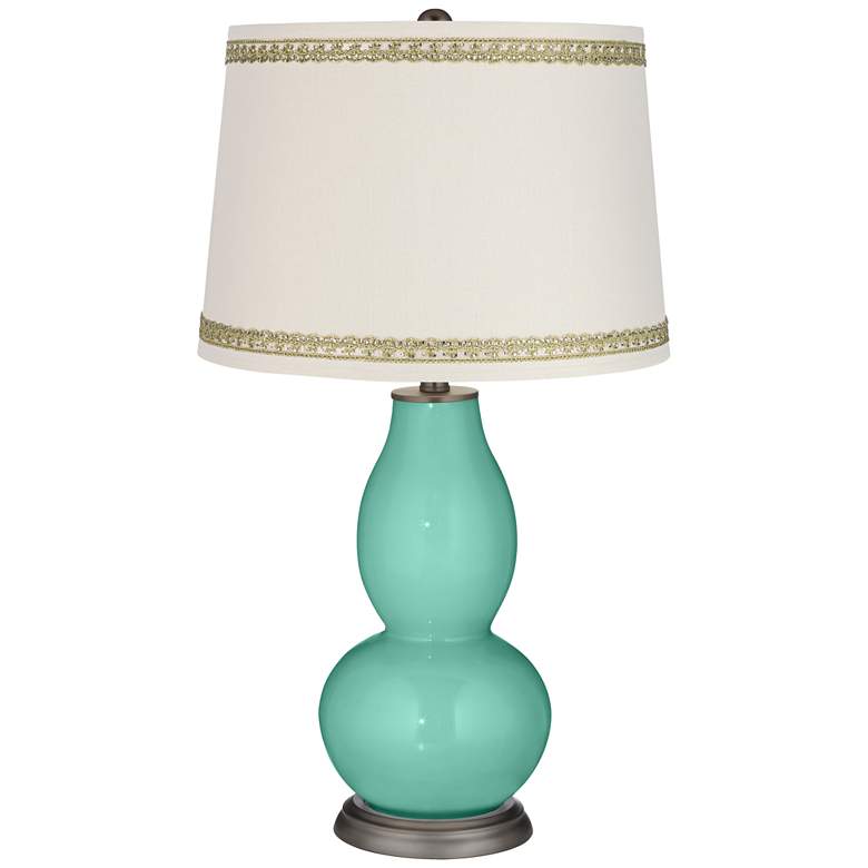 Image 1 Larchmere Double Gourd Table Lamp with Rhinestone Lace Trim