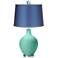 Larchmere - Satin Blue Ovo Table Lamp with Color Finial