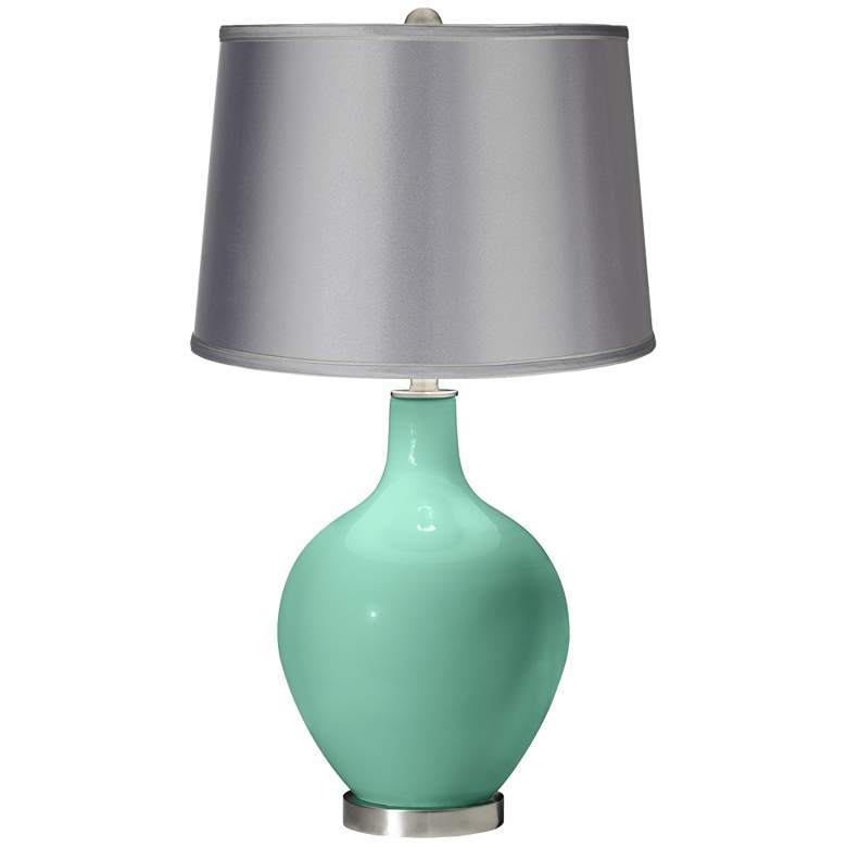 Image 1 Larchmere - Satin Light Gray Shade Ovo Table Lamp