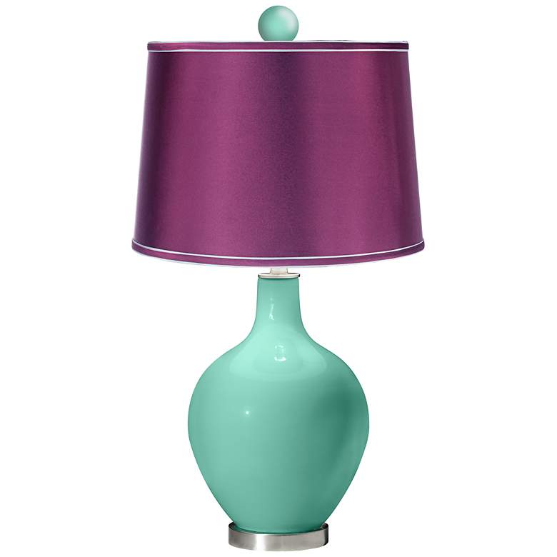 Image 1 Larchmere - Satin Plum Ovo Table Lamp with Color Finial