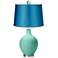 Larchmere - Satin Turquoise Ovo Lamp with Color Finial